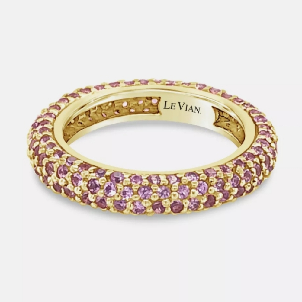 LeVian 14K Pink Sapphire Etternity Ring Size 6